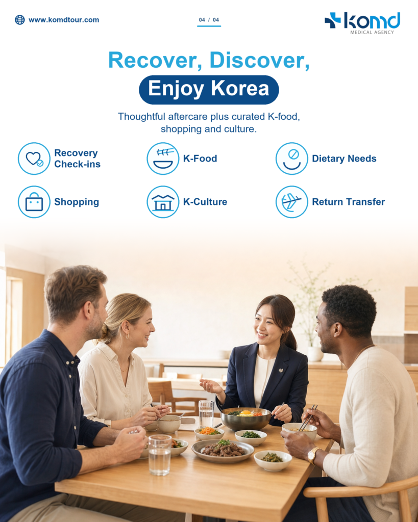 KOMD arrival-to-recovery medical travel coordination