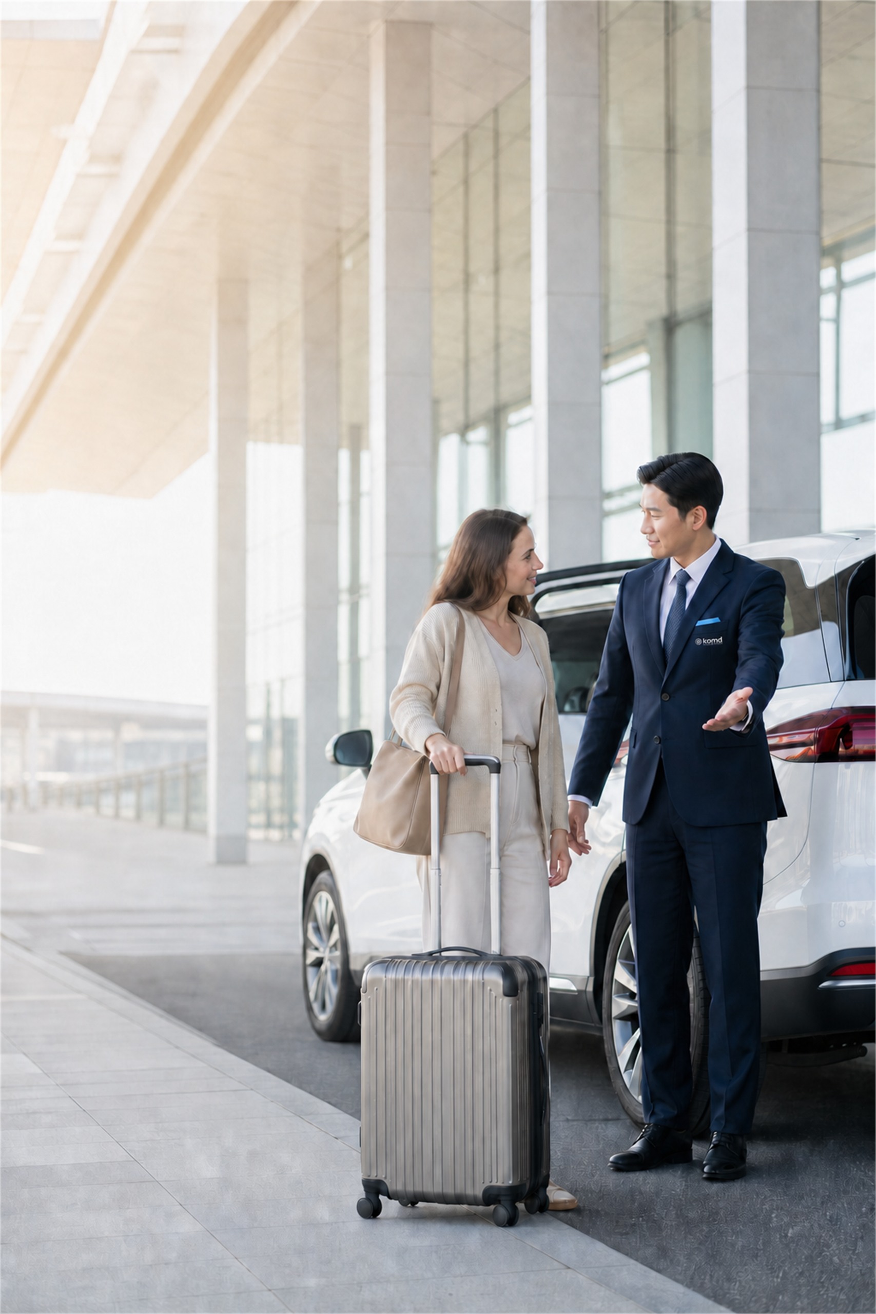 KOMD concierge assisting an international patient at the airport