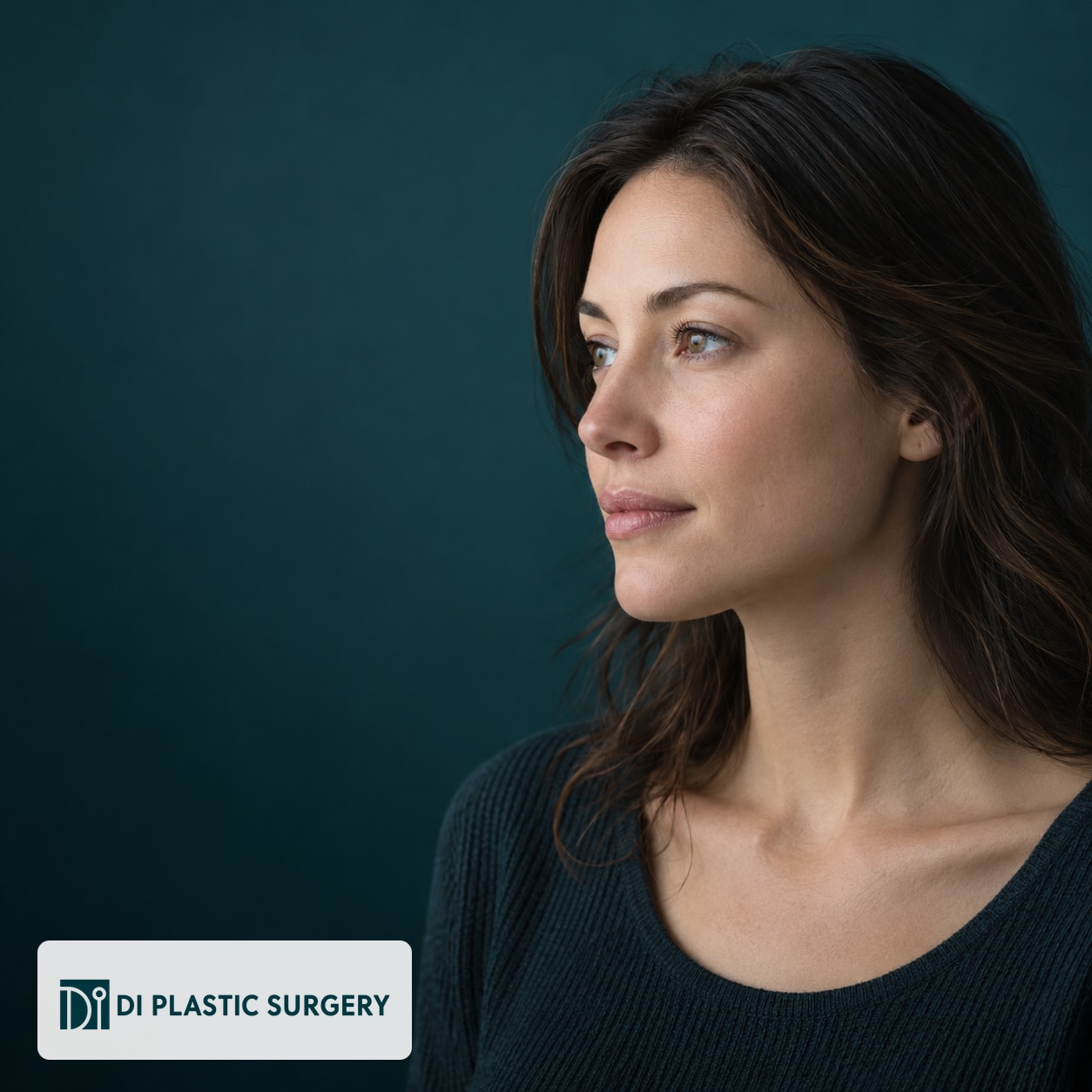 AI-generated fictional adult in an editorial chin-consultation illustration; not a patient or a surgical outcome