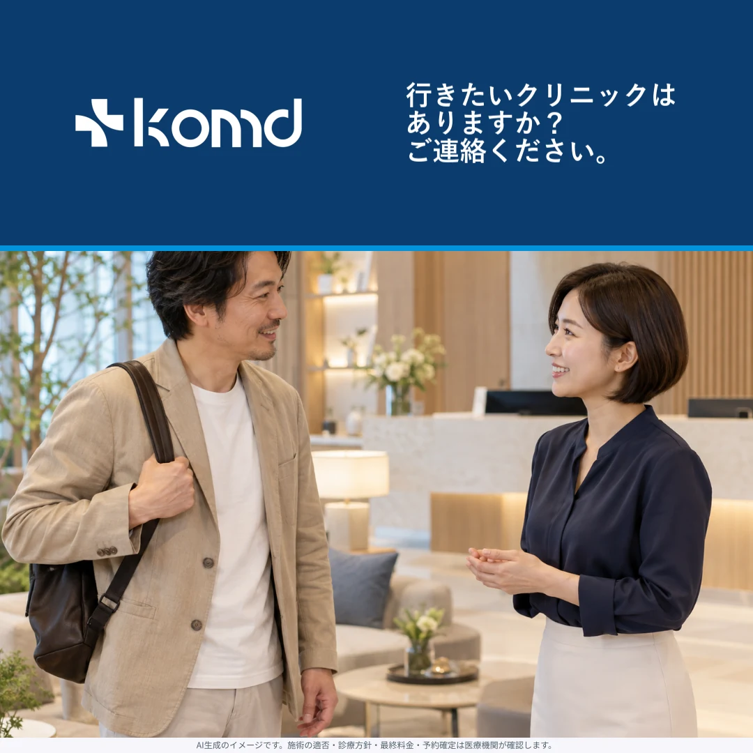 行きたいクリニックはありますか？ご連絡ください。韓国の架空のクリニックで会話するイメージ。